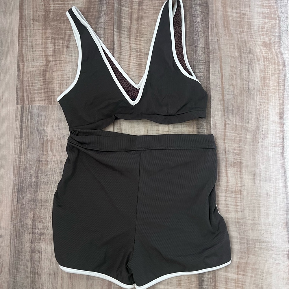 Acacia Swim Set, M, Komala Top & Tommy Bottom in Ribbed Coal